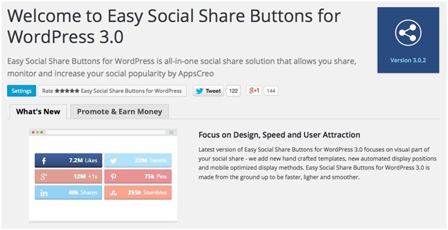 Plugin easy social share buttons 
