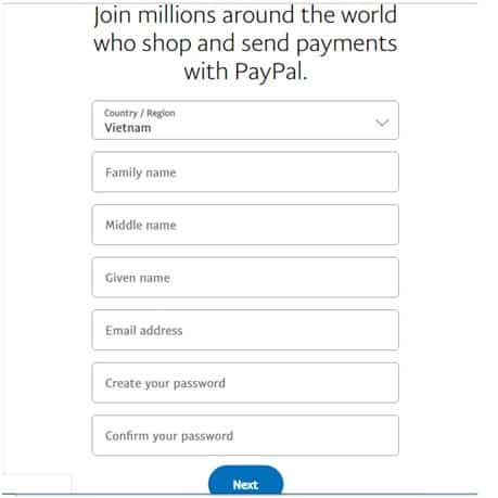 Bước 3 cách đăng ký PayPal