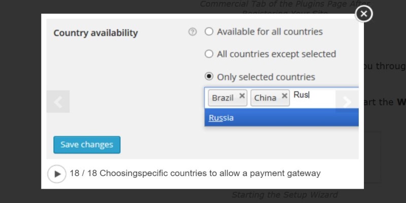 choosing specific countries to -allow a payment gateway