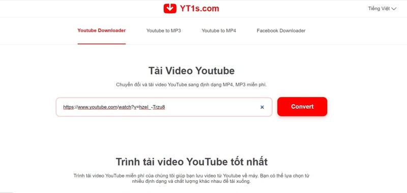 chuyển youtube sang mp3 bằng YT1s