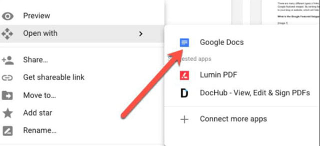 Tiến hành lựa chọn Google Docs