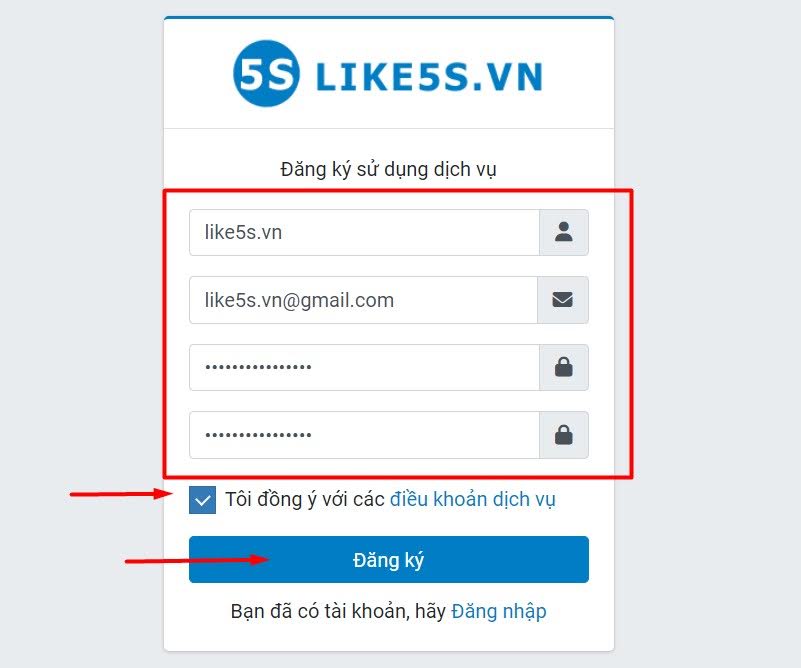 Hướng dẫn sử dụng dịch vụ tăng like facebook uy tín tại Like5s.VN bước 1