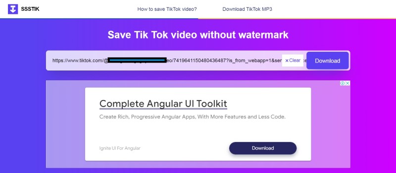 trai nghiem su dung ssstik io de tai video tiktok khong watermark paste url