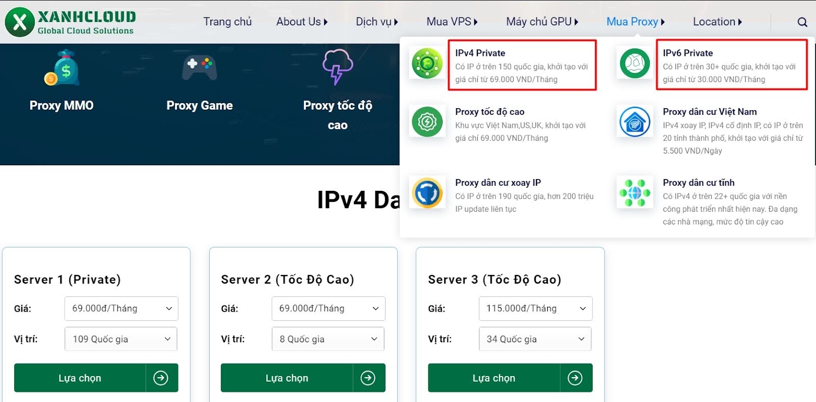 XanhCloud là nhà cung cấp Proxy IPv4, IPv6 uy tín