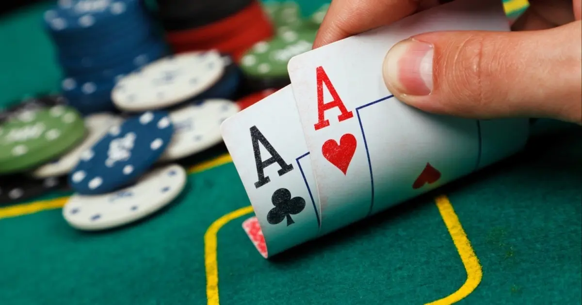 Poker game with money and chips