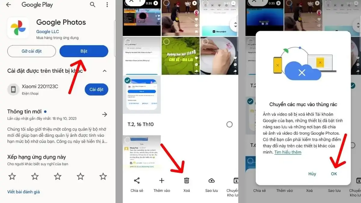 ziebsr xoa anh tren google photos android