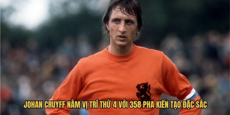 Johan Cruyff nằm vị trí thứ 4 với 358 pha kiến tạo đặc sắc